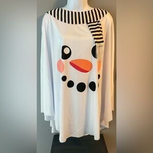 Costume snowman poncho style with headband top hat fits most 4-14 adult L 30”